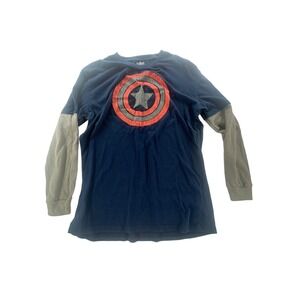 T-shirt, authentic marvel, comic long sleeve, multi color, blue,‎ gray sleeve